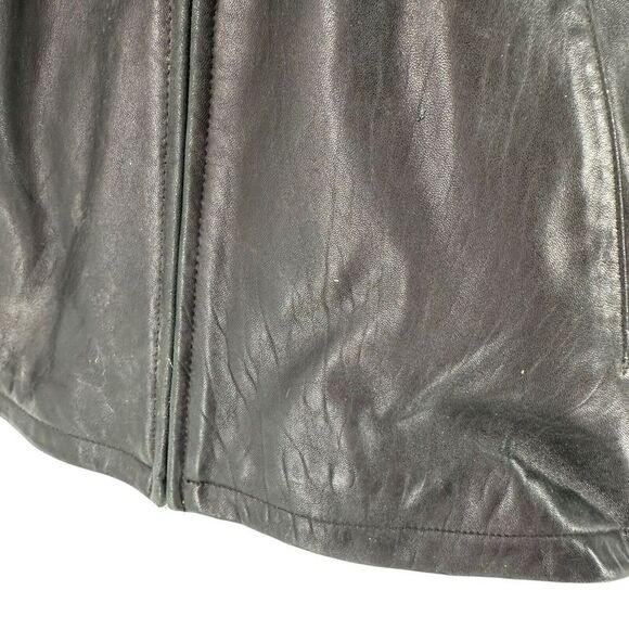 Roundtree Yorke Lambskin Leather Jacket Black Full Zip Collared Mens Size Large - Picture 11 of 15